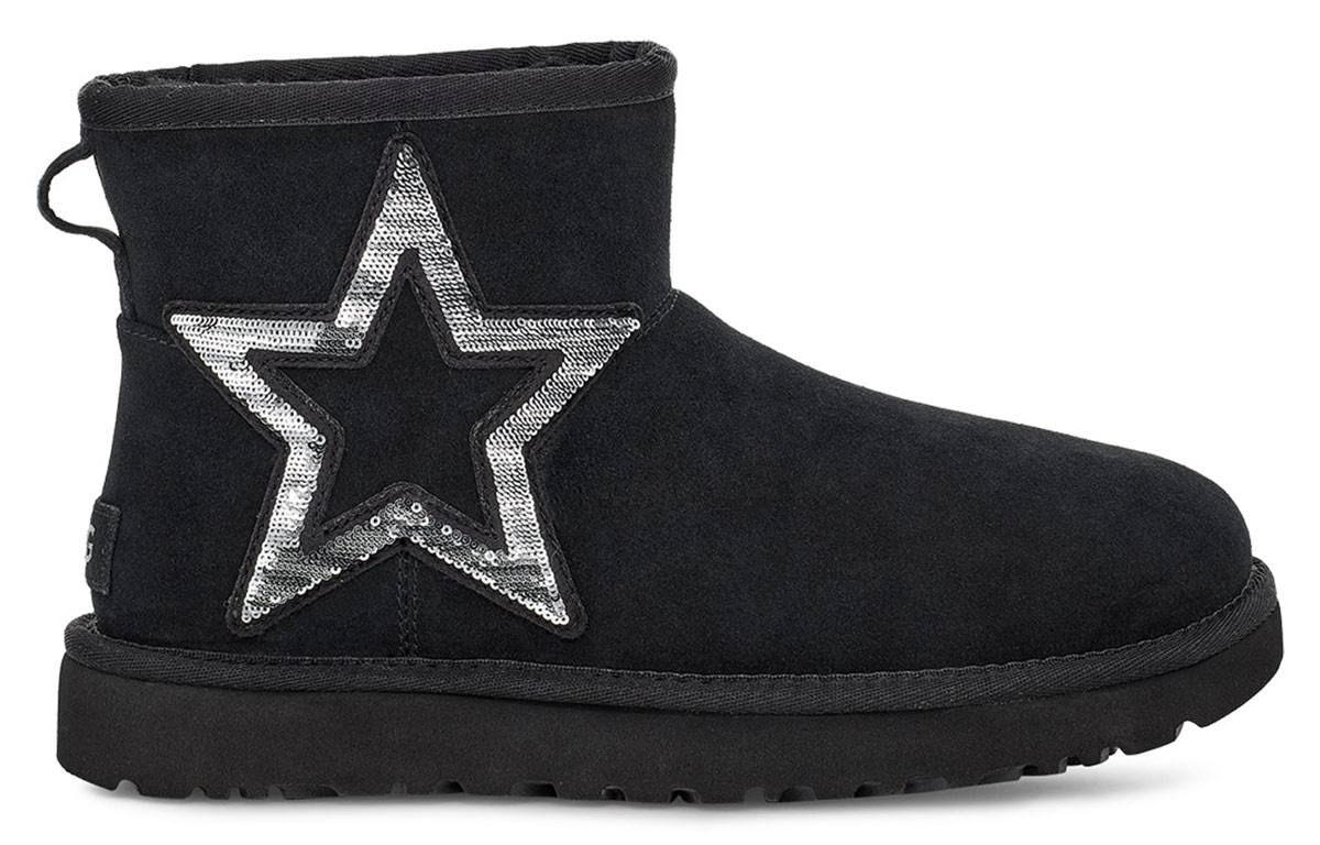 (W) UGG Classic Mini Star Fleece Lined Snow Boots Black 圖 2