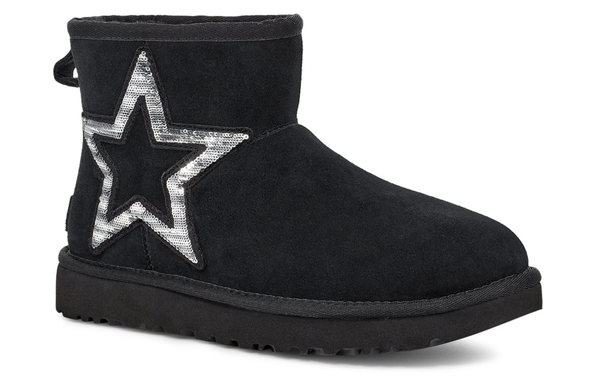 (W) UGG Classic Mini Star Fleece Lined Snow Boots Black 圖 3