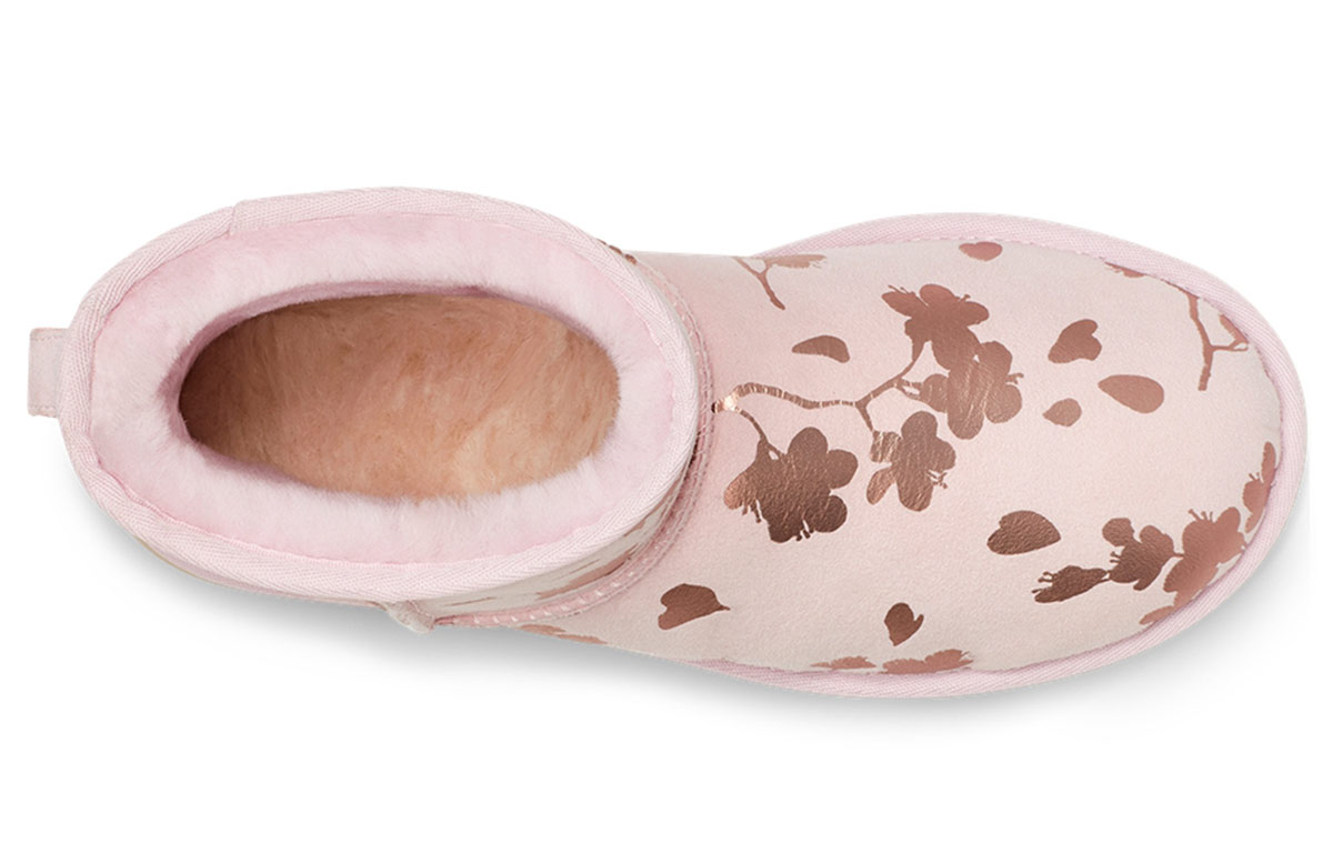 (W) UGG Classic Mini Floral Foil Pink Red Fleece Lined 圖 5