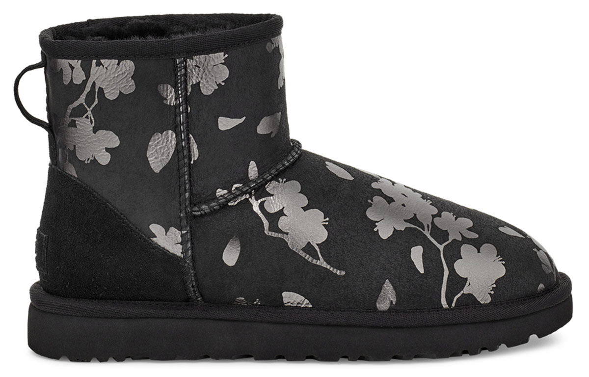 Order (W) UGG Classic Mini Floral Foil Schwarz mit Fleecefutter 1118163-BLK