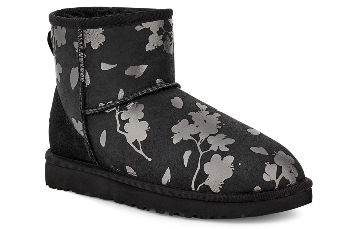 Lookbook (W) UGG Classic Mini Floral Foil Schwarz mit Fleecefutter 1118163-BLK