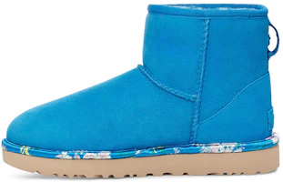 (Women) UGG Classic Mini Floral Snow Boots Blue 1111093-BAS (Women) UGG Classic Mini Floral Snow Boots Blue 1111093-BAS