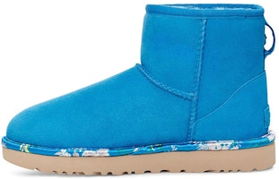 (Women) UGG Classic Mini Floral Snow Boots Blue 1111093-BAS (Women) UGG Classic Mini Floral Snow Boots Blue 1111093-BAS