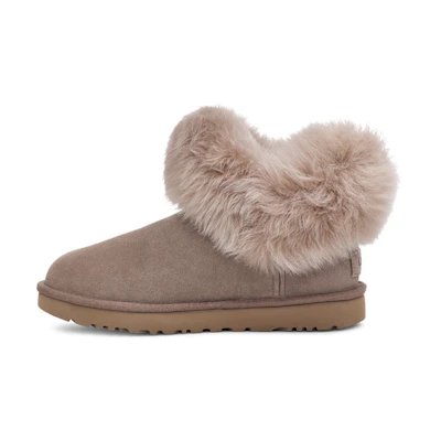 (W) UGG Classic Mini Fluff Collar 'Brown Caribou'