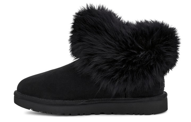 Buy (W) UGG 经典迷你翻毛领绒里黑色靴子 1112491-BLK