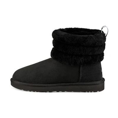 (W) UGG Classic Mini Fluff Quilted Boot 'Black'