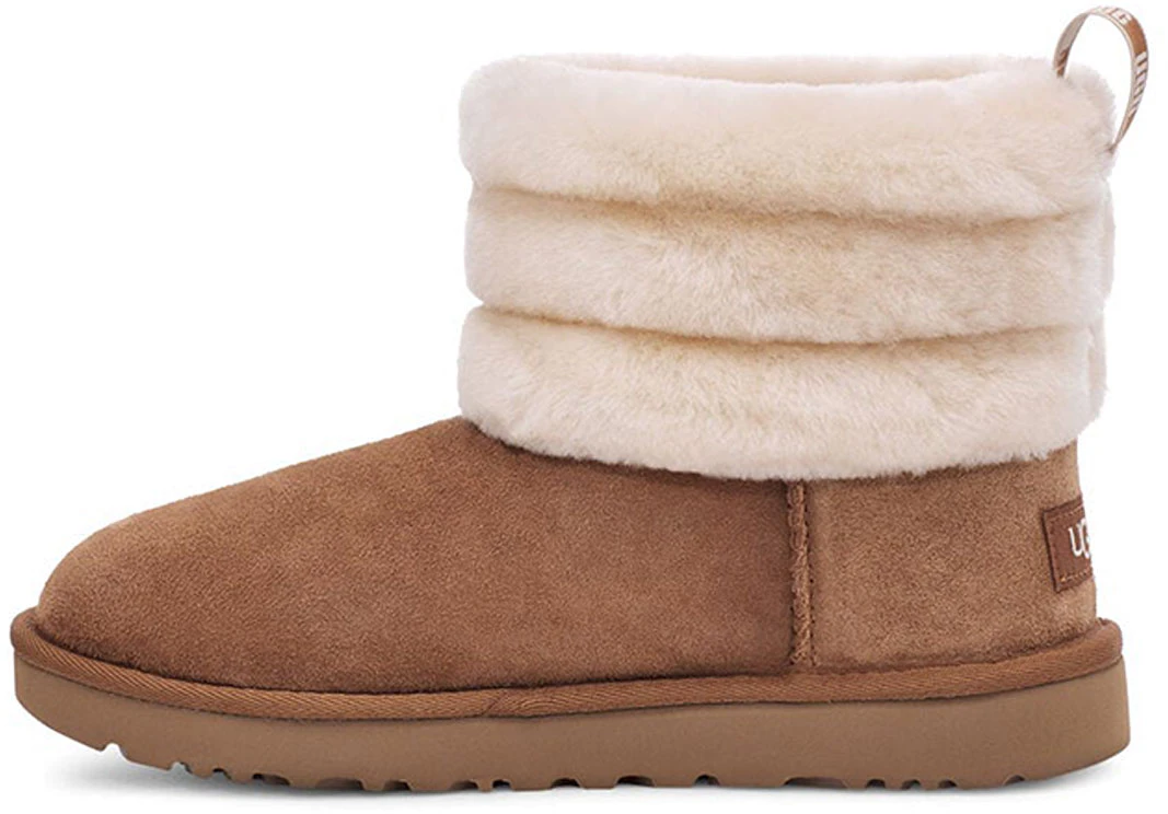 Women UGG Classic Mini Fluff Quilted Boot Chestnut Brown