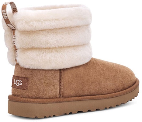 Women UGG Classic Mini Fluff Quilted Boot Chestnut Brown