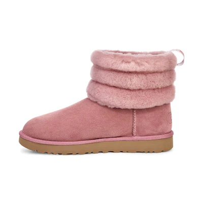 (W) UGG Classic Mini Fluff Quilted Boot 'Pink Red'