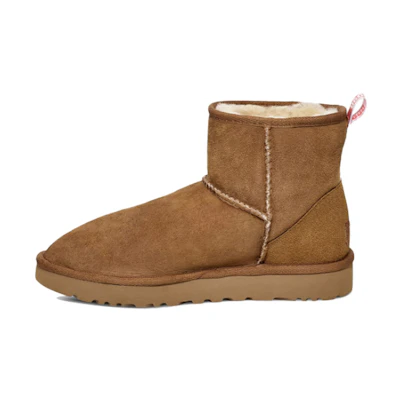 (W) UGG Classic Mini II Graphic Logo Fleece Lined Brown