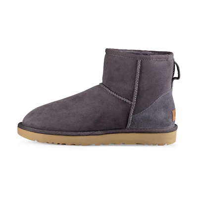(W) UGG Classic Mini II Short Boots 2.0 Fleece Lined Purple Gray