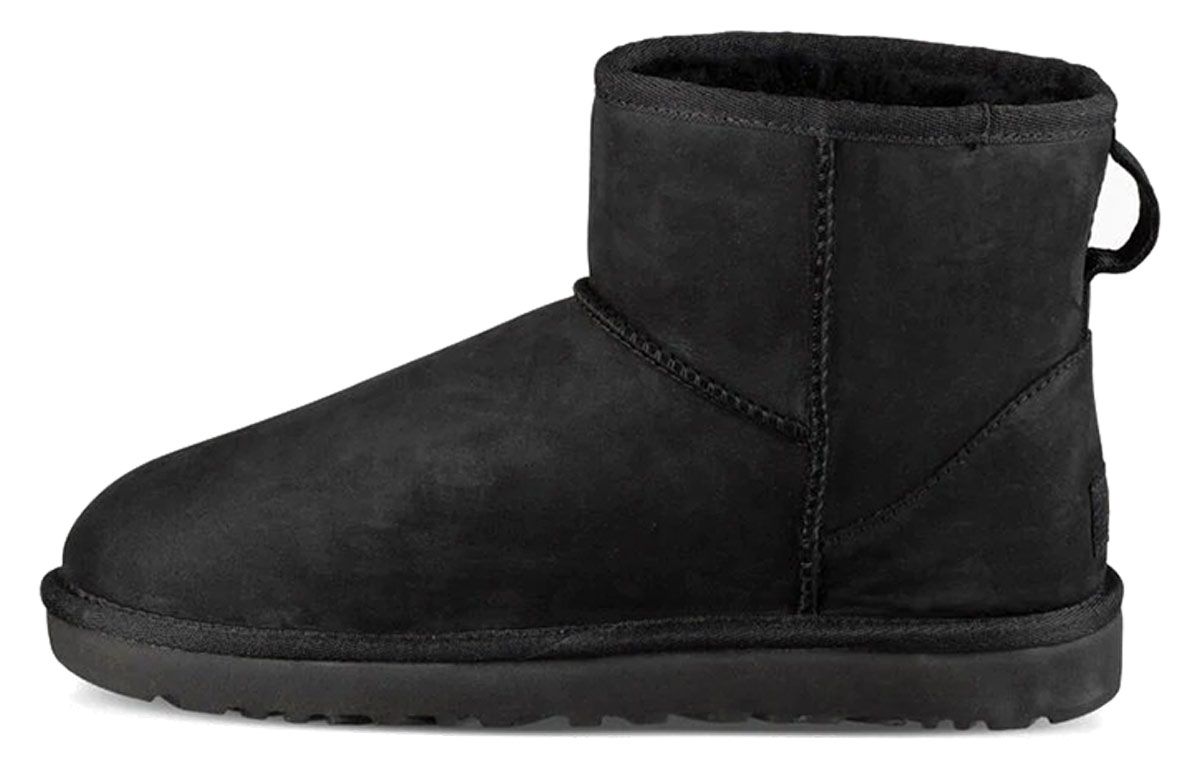 (Women) UGG Classic Mini Leather Snow Boots Black 1016558-BLK