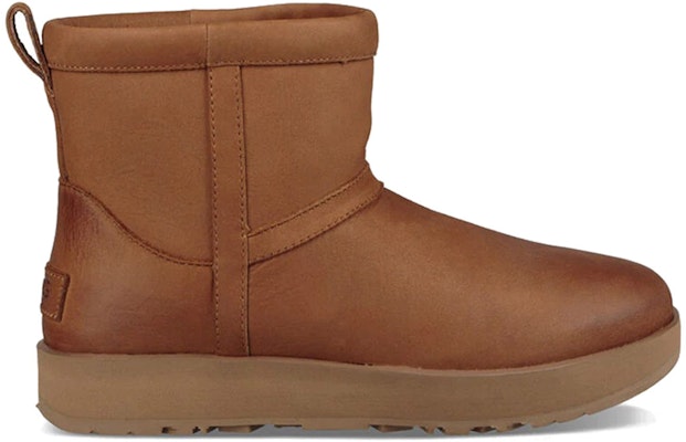 Women UGG Classic Mini Leather Waterproof Chestnut Brown