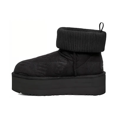 (W) UGG Classic Mini Platform Felted Boot 'Black'