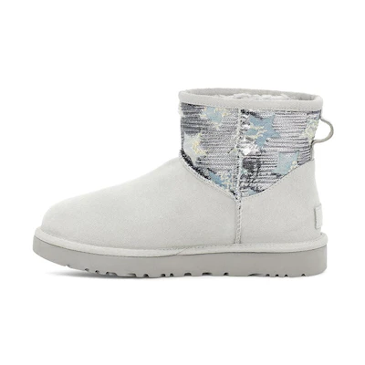 (W) UGG Classic Mini Sequin Stars 'Grey White'