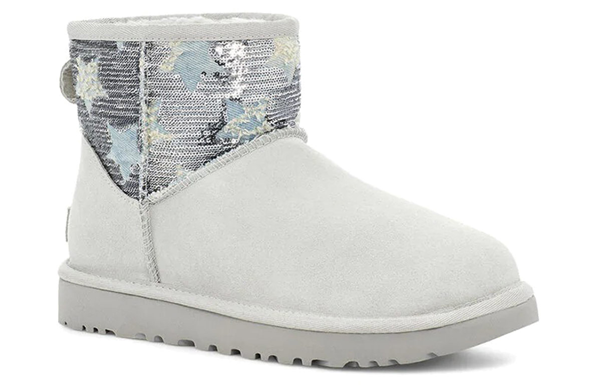 (W) UGG Classic Mini Sequin Stars 'Grey White' 圖 3