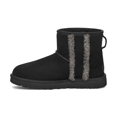 (W) UGG Classic Mini Shearling Logo 'Black'