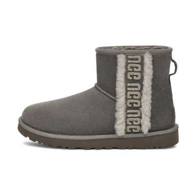 (W) UGG Classic Mini Shearling Logo 'Charcoal'