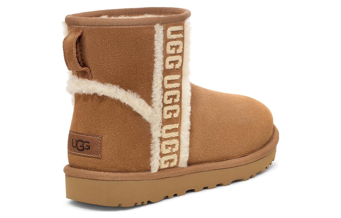 Shop (W) UGG Classic Mini Shearling Logo 'Chestnut' Sepatu Boot Coklat 1153473-CHE