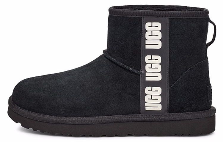 Buy (W) UGG Classic Mini Side Logo Boot Hitam Putih 1122558-BWHT