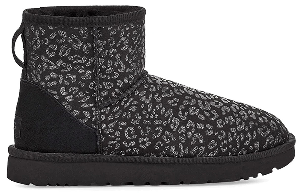 Order (W) UGG Classic Mini Snow Leopard Hitam 1113494-BLK
