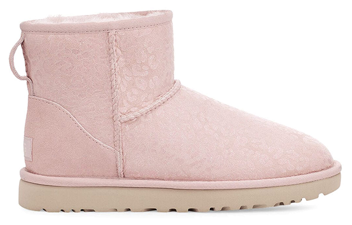 Order (W) UGG Classic Mini Snow Leopard Fleece Berbulu Merah Jambu 1113494-QRT