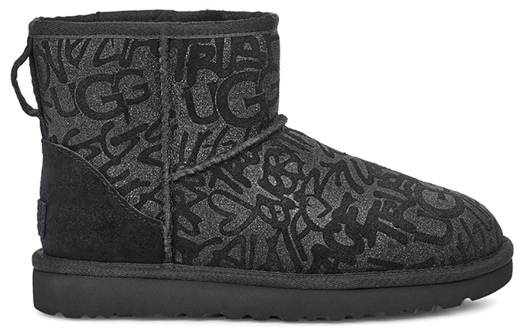 Order (W) UGG クラシックミニ スパークルグラフィティ 1107034-BLK