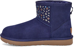 (Women) UGG Classic Mini Stud II Rivets Snow Boots Navy 1119101-MDL (Women) UGG Classic Mini Stud II Rivets Snow Boots Navy 1119101-MDL