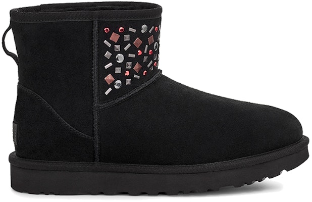 (Women) UGG Classic Mini Stud II Rivets Snow Boots Black 1119101-BLK Order (Women) UGG Classic Mini Stud II Rivets Snow Boots Black 1119101-BLK