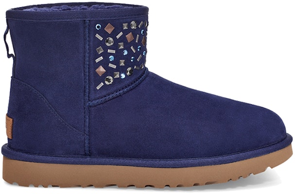 (Women) UGG Classic Mini Stud II Rivets Snow Boots Navy 1119101-MDL Order (Women) UGG Classic Mini Stud II Rivets Snow Boots Navy 1119101-MDL