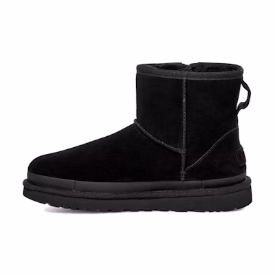 (W) UGG Classic Mini Zipper Tape Logo Boot 'Black'
