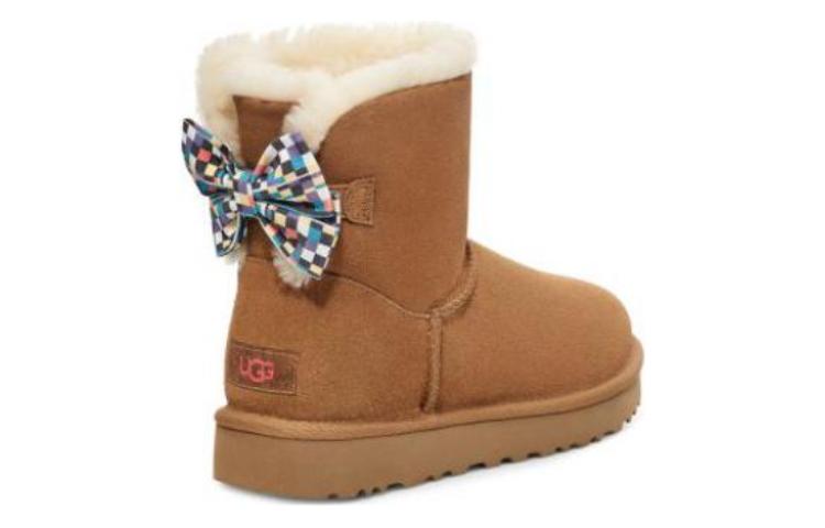 Purchase (W) Botas Cortas de Nieve UGG con Lazo Cuadriculado 'Marrón' 1138132-CHE