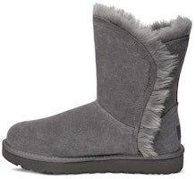 (Women) UGG Classic Short Fluff High-Low Fleece Lined Gray 1103746-CHRC (Women) UGG Classic Short Fluff High-Low Fleece Lined Gray 1103746-CHRC