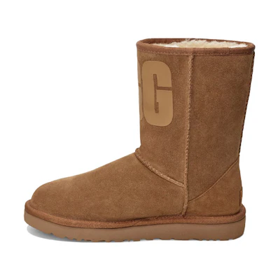 (W) UGG Classic Short UGG Rubber Logo Fleece Lined