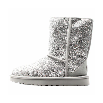 (W) UGG Classic Short 'Cosmos Glitter - Silver'