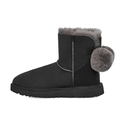 (W) UGG Mini Bailey Fuzzy Bow 'Black'