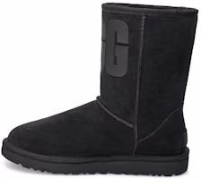 (Women) UGG Classic Short UGG Rubber Logo Snow Boots Black 1108230-BLK