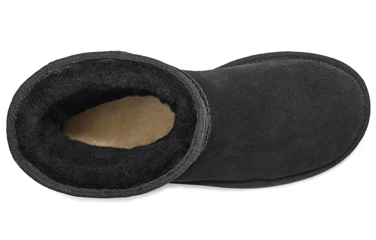 (W) UGG Classic Short UGG Rubber Logo Snow Boots Black 圖 5