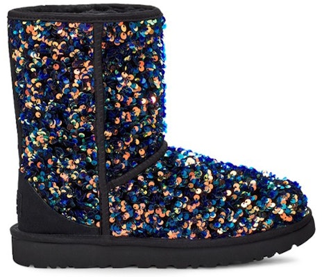 (W) UGG 클래식 숏 스텔라 스팽글 블랙/블루 부츠 1112514-BLK Order (W) UGG 클래식 숏 스텔라 스팽글 블랙/블루 부츠 1112514-BLK