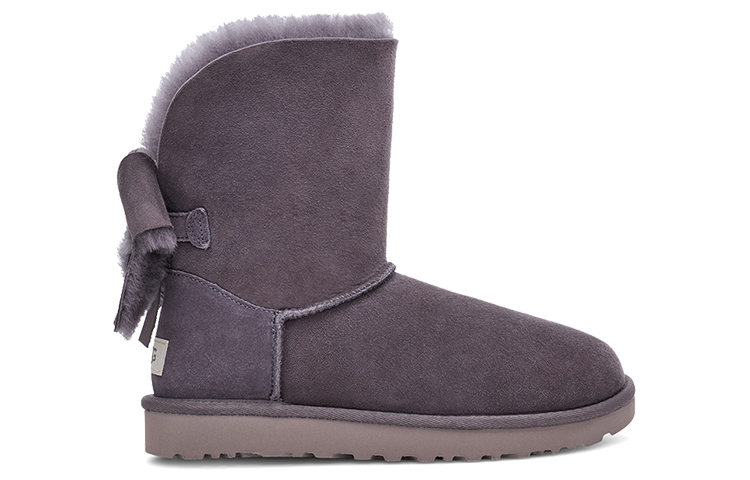 (W) UGG Classic Short Cuffed Bow Fleece Lined Purple Gray 圖 2