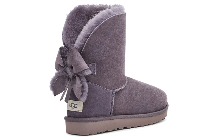 (W) UGG Classic Short Cuffed Bow Fleece Lined Purple Gray 圖 4