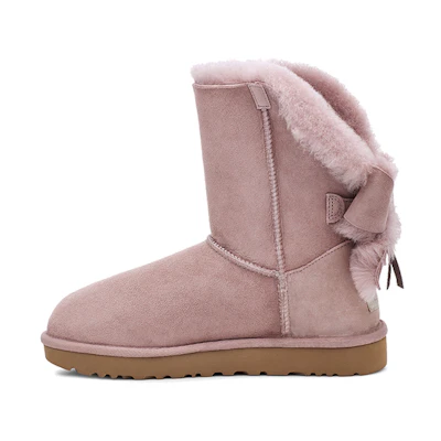 (W) UGG Classic Short Cuffed Bow Snow Boots Pink