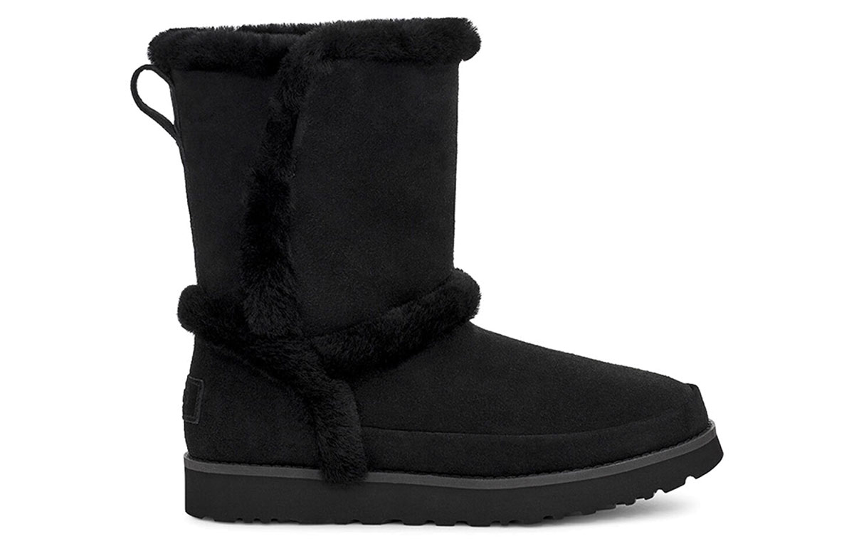 Order (W) UGG Botas Negras Clásicas Cortas con Forro y Costura Fluff Spill para Nieve 1112500-BLK