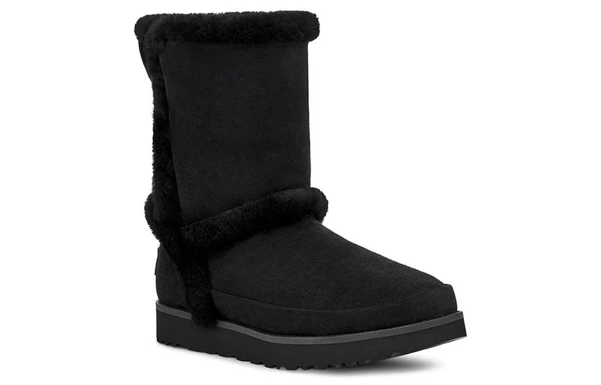 Lookbook (W) UGG Botas Negras Clásicas Cortas con Forro y Costura Fluff Spill para Nieve 1112500-BLK
