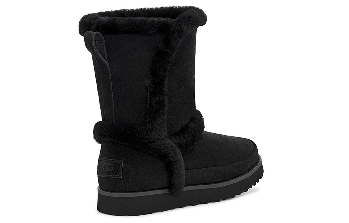 Shop (W) UGG Botas Negras Clásicas Cortas con Forro y Costura Fluff Spill para Nieve 1112500-BLK