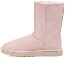 (Women) UGG Classic Short Snow Leopard Fleece Lined Pink 1113495-QRT (Women) UGG Classic Short Snow Leopard Fleece Lined Pink 1113495-QRT