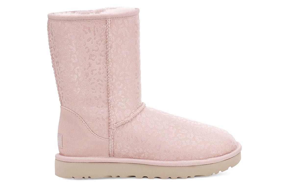Order (W) UGG Classic Short Leopardo de Nieve Fleece Forrado Rosa 1113495-QRT
