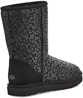 Shop (W) UGG经典短款雪豹毛绒内衬黑色靴子 1113495-BLK