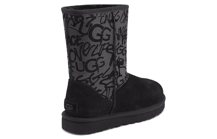Lookbook UGG經典短筒閃耀塗鴉 加絨雪地鞋 女款 黑色
