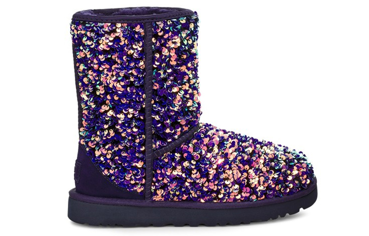 Order (W) UGG Classic Pendek Stellar Sequin Boot Salju Hitam/Biru/Ungup 1112514-MDL